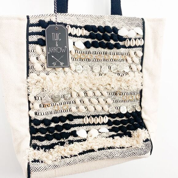 NWT Twig & Arrow embellished shell Canvas tote - Picture 6 of 8